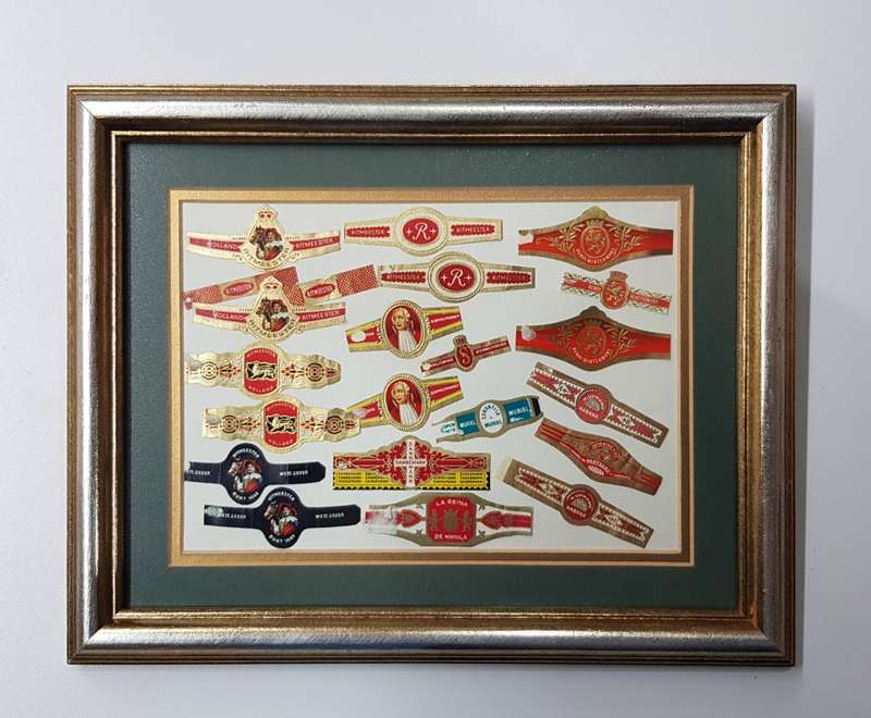 Cigar Band Collection: Frame with Ritmeester various with 22x bands. Circa1970,s