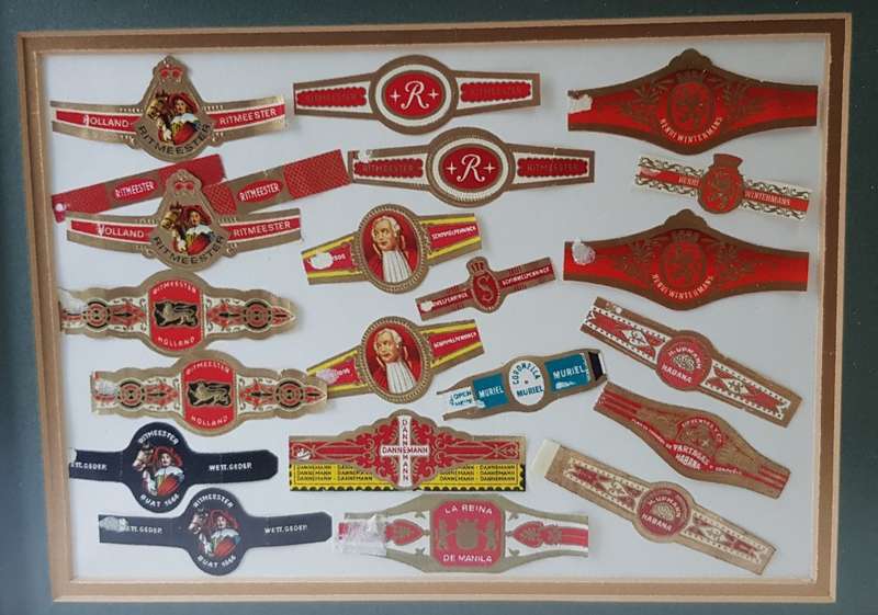 Cigar Band Collection: Frame with Ritmeester various with 22x bands. Circa1970,s