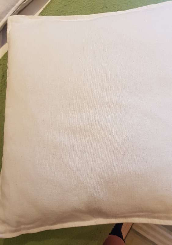 Scatter cushions: 1x White Bull linen scatter cushion cover with crochet and button detail