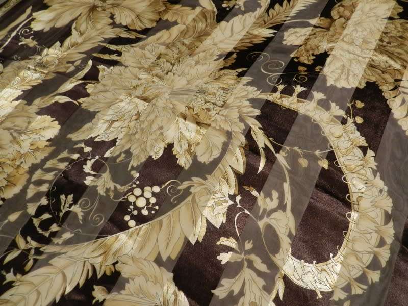 Vintage collectable Ladies scarf.  Classic silk finish square scarf in Brown and Gold.