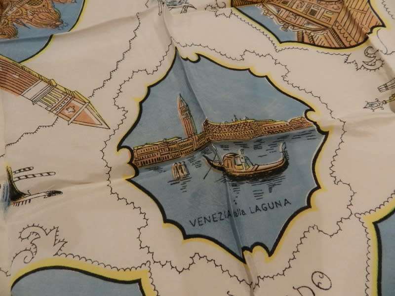 Vintage collectable Ladies scarf. Classic silk type square scarf  Souvenir  of Venice