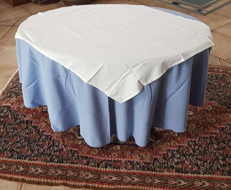 Round Cotton Table Cloth in light blue colour: Round - diameter 177cm.