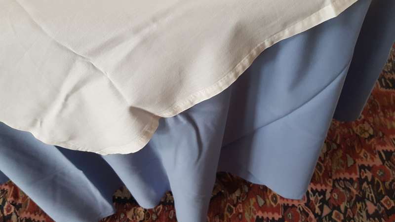 Round Cotton Table Cloth in light blue colour: Round - diameter 177cm.