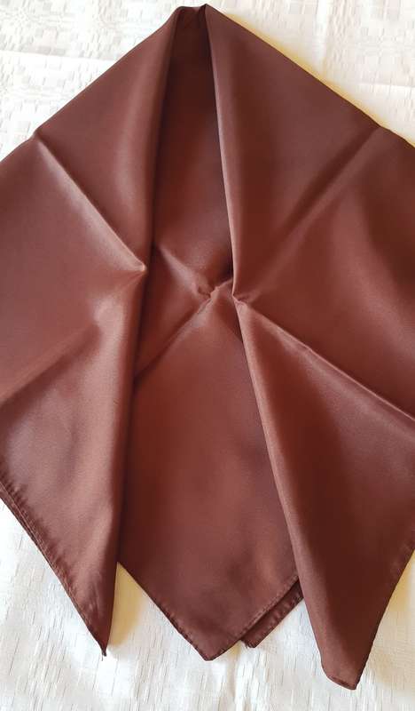 Vintage collectable Ladies scarf.  Classic satin finish square scarf in Brown