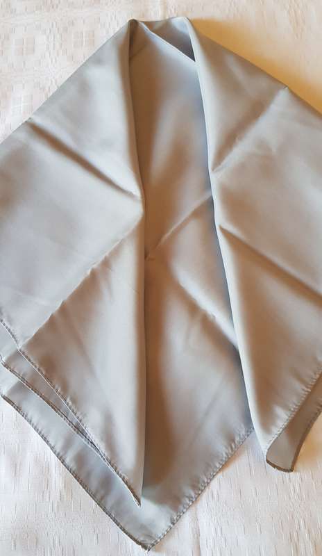 Vintage collectable Ladies scarf.  Classic silk type square scarf in plain Grey.