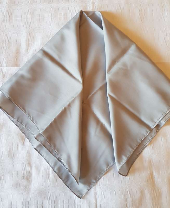 Vintage collectable Ladies scarf.  Classic silk type square scarf in plain Grey.