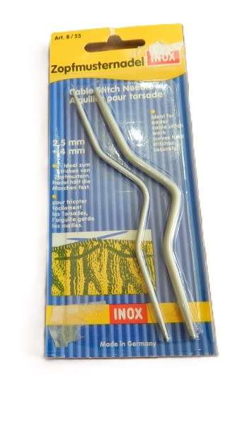 Vintage 2x Metal Cable stitch knitting needles still in packaging.