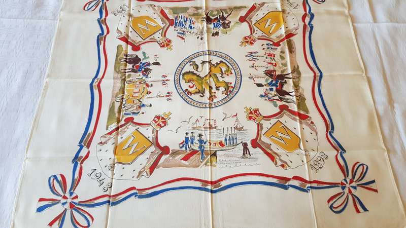 Vintage collectable Ladies scarf.  Souvenir Dutch Queen Wilhelmina 1898  1948
