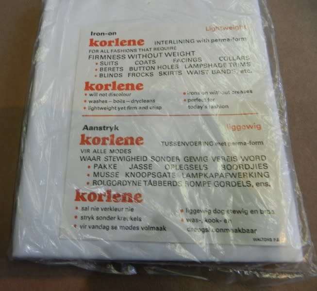 Vintage Dressmaking collectable.  Zwicky korlene Interlining with OK Bazaars price ticket.