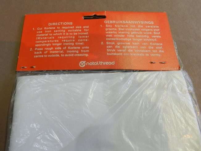 Vintage Dressmaking collectable.  Zwicky korlene Interlining with OK Bazaars price ticket.