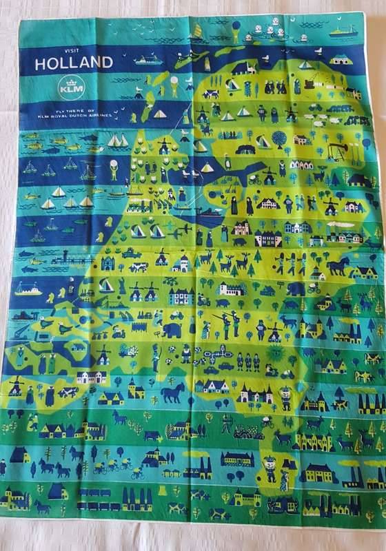 Vintage collectable Ladies scarf.  Souvenir Holland KLM with map.