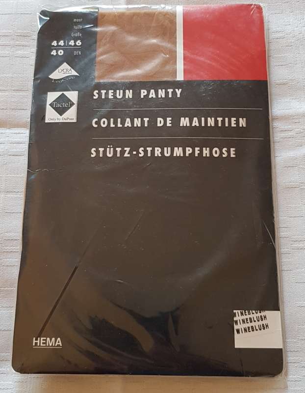 Support Pantyhose: 1x Lycra Leg Care (Hema) Colour Wine Blush. European Size 44/46.