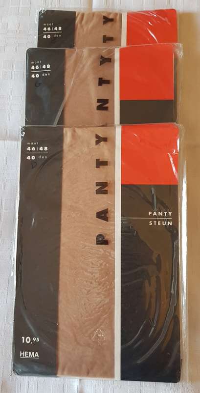 Support Pantyhose: 3x Lycra Leg Care (Hema) Colour Vienna Beize. European Size 46/48