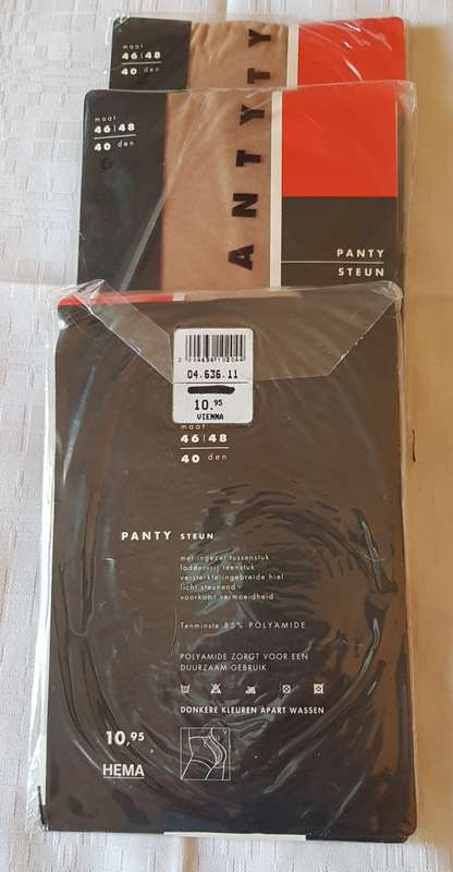 Support Pantyhose: 3x Lycra Leg Care (Hema) Colour Vienna Beize. European Size 46/48