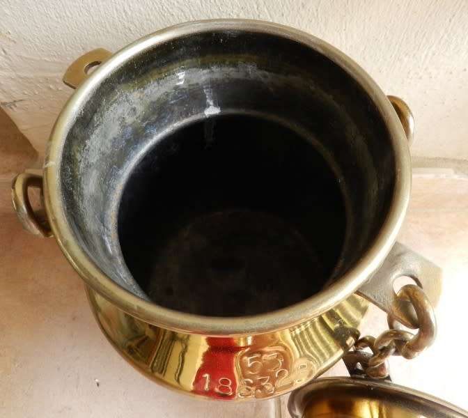 Vintage Brass Plated Milk Can. Stamped E J Braak  with serial Numbers.