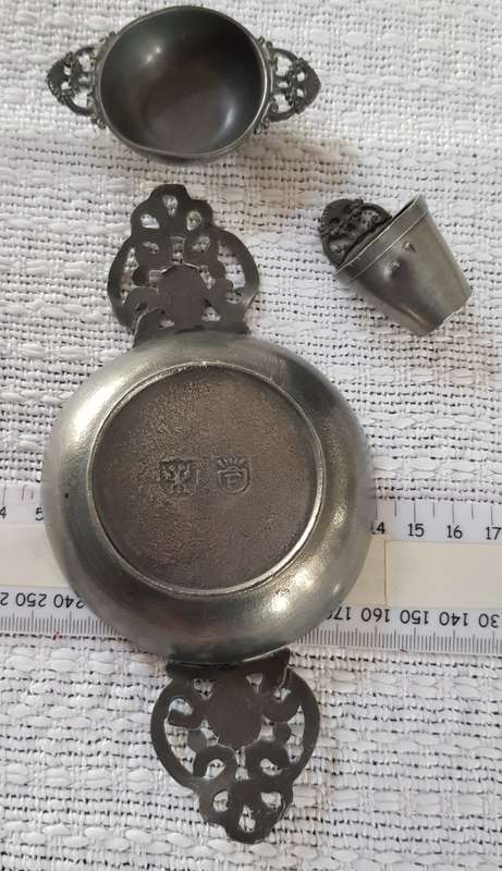 Antique Pewter Set of miniature bowls.  Late18th early 19th Century Hallmarked.