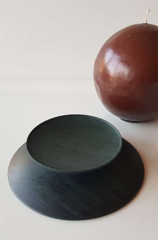 Black Wrought iron Candle Holder/Stand with an 10cm Brown Ball candle.
