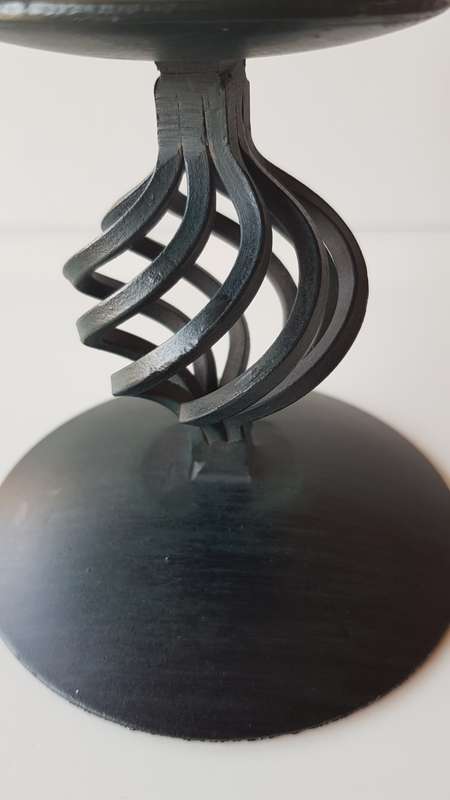 Medium size Black Wrought iron Candle Holder/Stand with an 8cm Grey Ball candle.