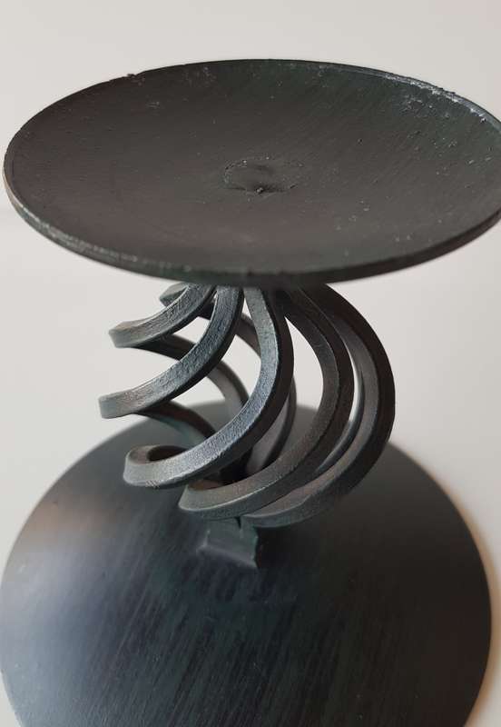 Medium size Black Wrought iron Candle Holder/Stand with an 8cm Grey Ball candle.