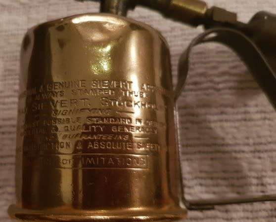 Vintage Brass blow lamp torch.