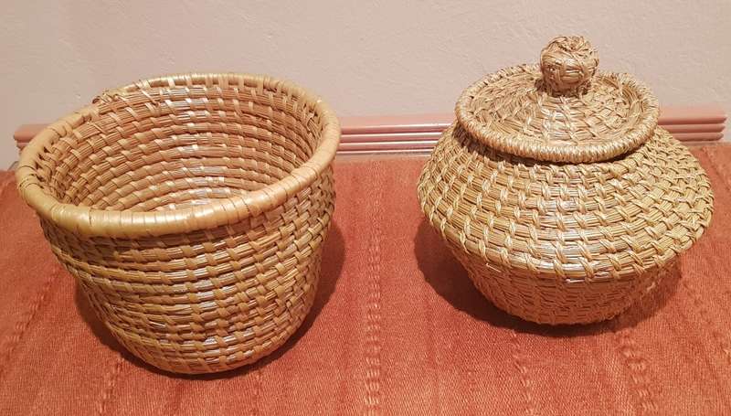 African Woven display baskets. Set of 2x Handmade woven baskets made with natural materials.