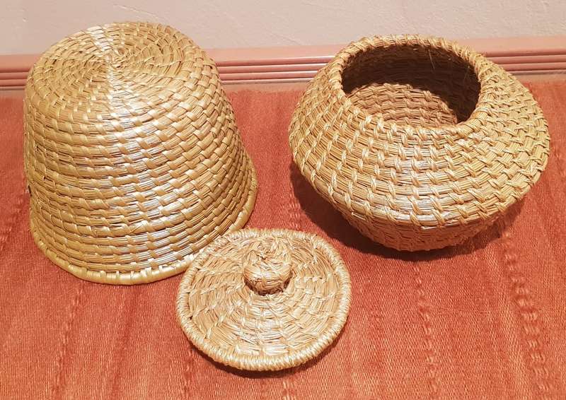 African Woven display baskets. Set of 2x Handmade woven baskets made with natural materials.