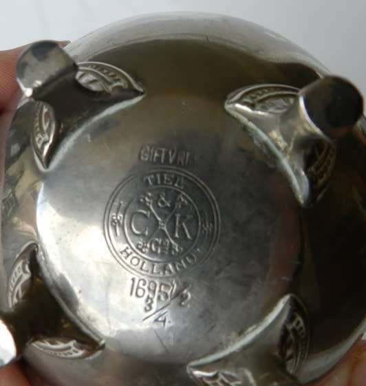 Antique Milk jug. Silver plated with mark reading  giftvrij Tiel Holland