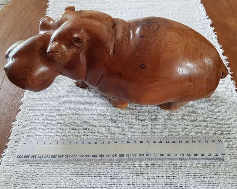 African Craft hand carved wooden Hippo.  Solid wood.