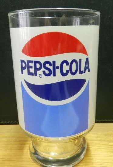 Vintage Large Footed Pedestal glass Tumbler marked Pepsi. Dates to 1970s