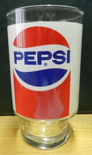 Vintage Large Footed Pedestal glass Tumbler marked Pepsi. Dates to 1970s