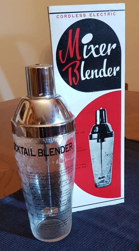 Vintage Silver plated glass Cocktail Shaker/Blender with battery operated blade.