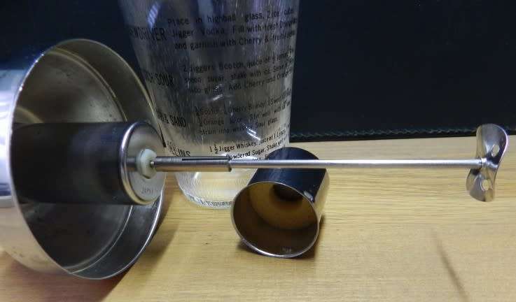 Vintage Silver plated glass Cocktail Shaker/Blender with battery operated blade.