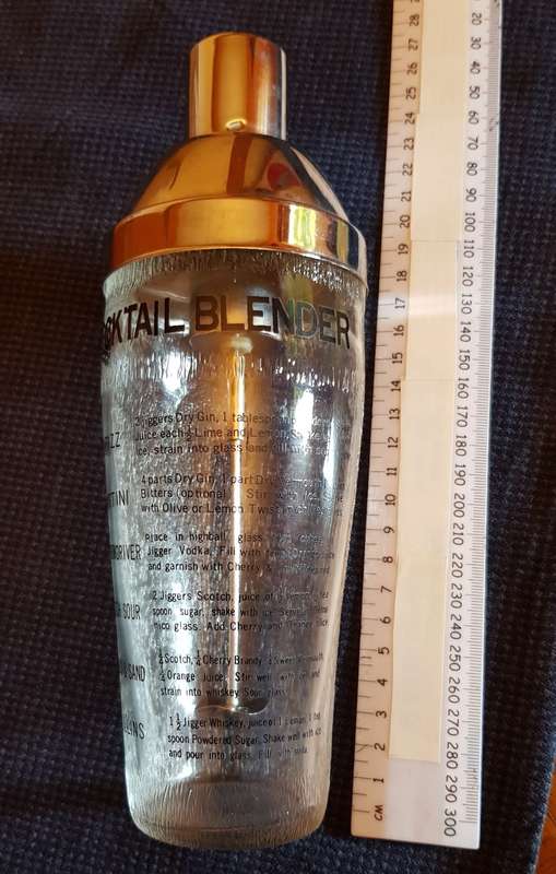 Vintage Silver plated glass Cocktail Shaker/Blender with battery operated blade.