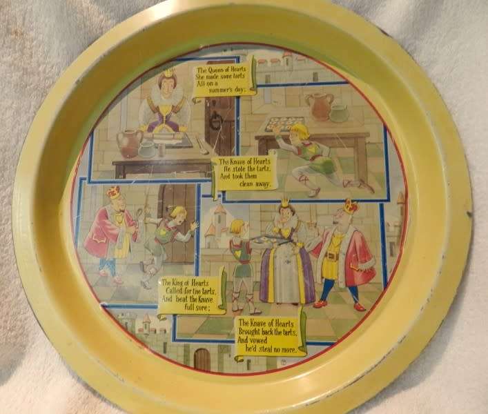 Vintage  Nursery Rhyme: The Queen of Hearts Tray  1960s unique piece for the collector.