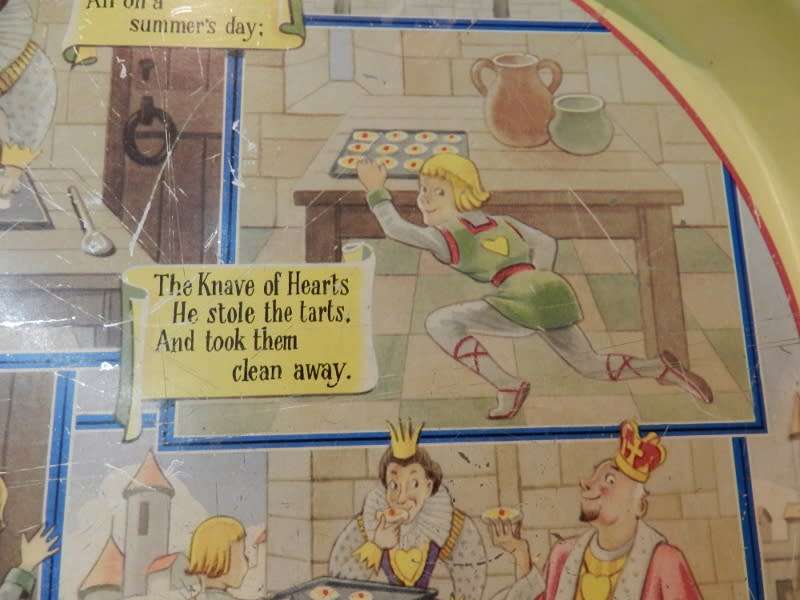 Vintage  Nursery Rhyme: The Queen of Hearts Tray  1960s unique piece for the collector.