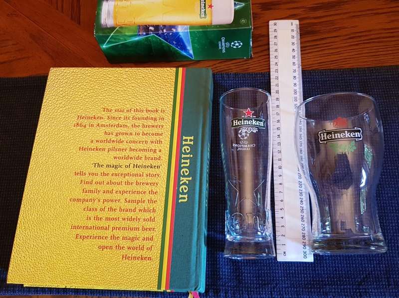 Heineken collection.  BOOK AND GLASSES