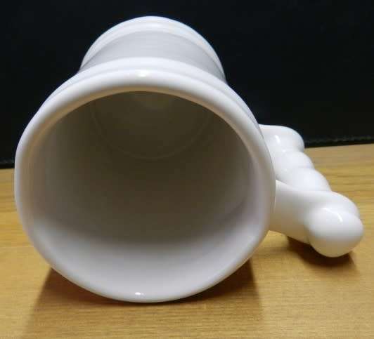 Ceramic Beer Tankard 500ml  White with black printing Black Rockand decorative handle.
