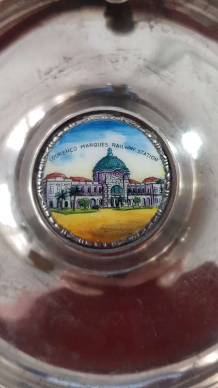 Vintage Silver Ashtray souvenir  Lourenço Marques Railway Station.