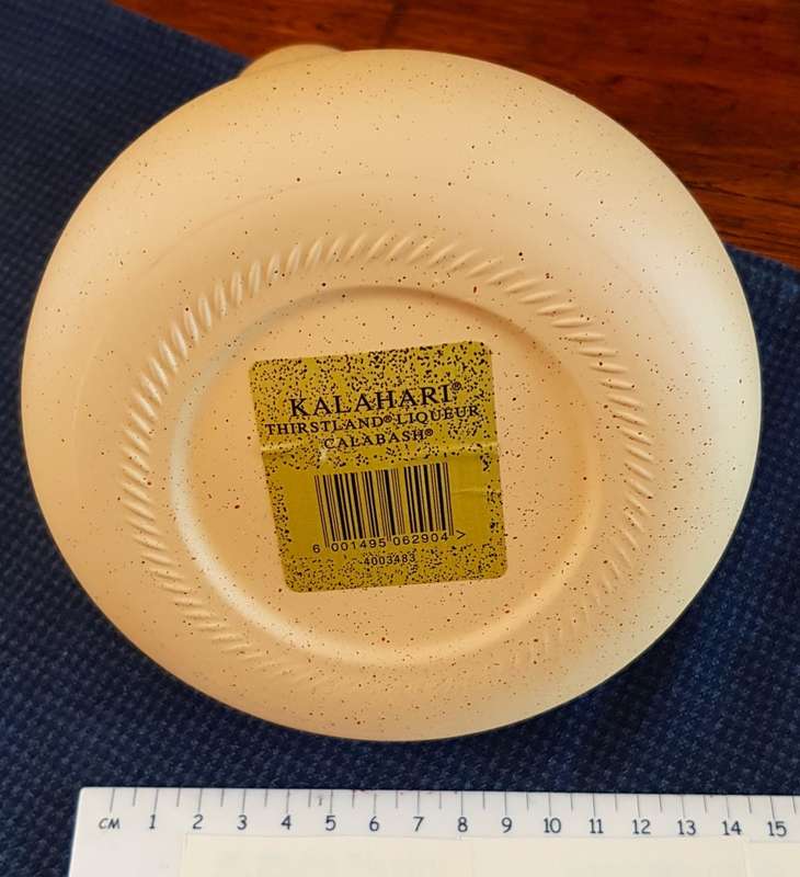 Kalahari Thirstland Liqueur Calabash  Empty. Product of RSA.