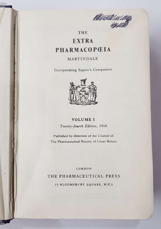 Vintage Medical Reference Book 1958.  The Extra Pharmacopoeia