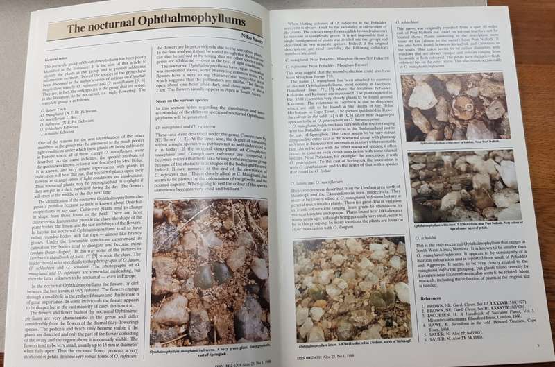 ALOE Magazine.  Journal of the S.A. Aloe and succulent Society. 25, No.1 1988