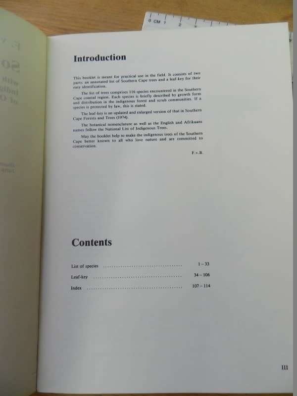 Southern Cape Tree Guide  by  F. Von Breitenbach