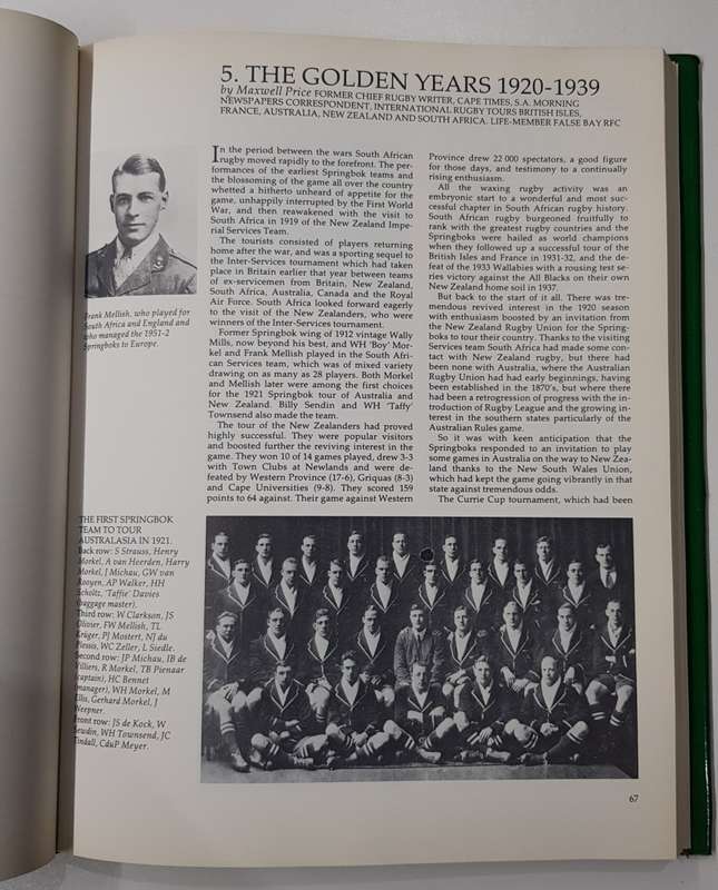 RUGBY IN SOUTH AFRICA A History 1861  1988 by PAUL DOBSON.