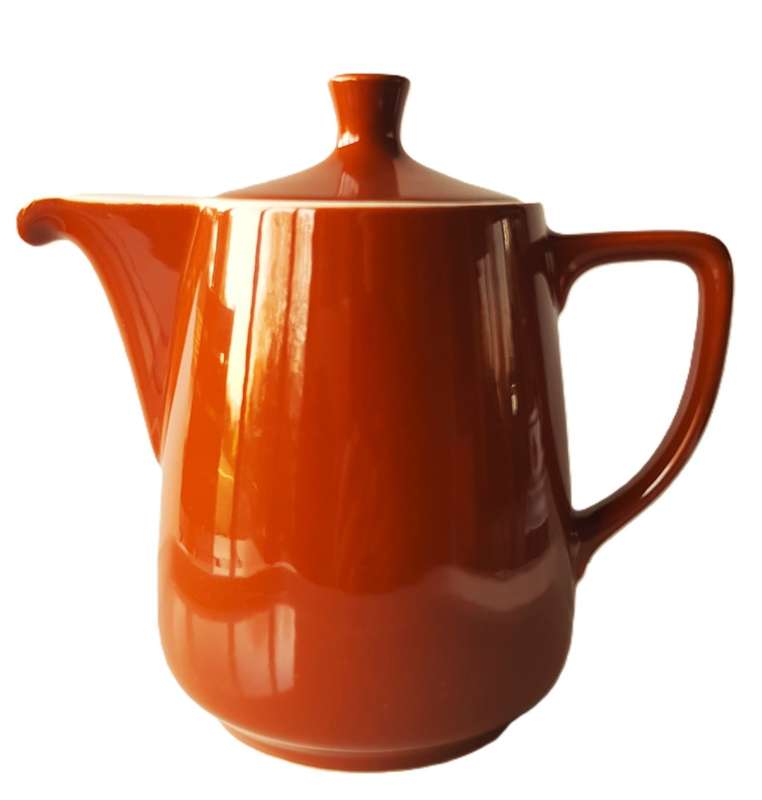 Vintage earthenware Coffee Pot with small cup and saucer. 1970s German made vintage Melitta