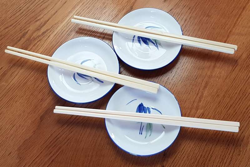 Chinese hand painted Dishes. Set of three condiment dishes.