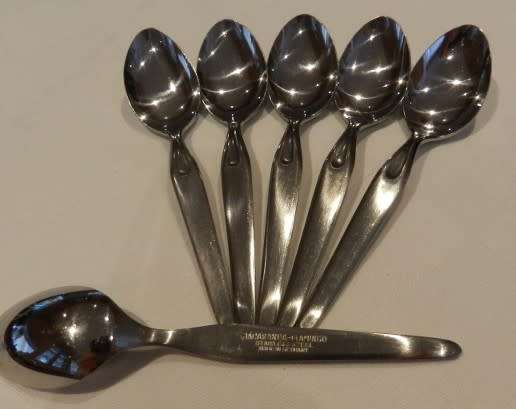 Stainless Steel Coffee Spoons 6x - Made in Germany by Jacarand-Flamingo. Circa 1970s.