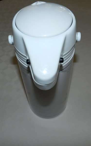 Vintage Air/Pump Pot with vacuum insulated glass interior.  (Thermal) Hot Coffee/cold water dispense