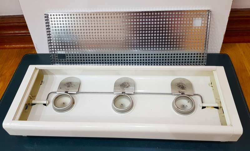 Vintage Brabantia Triple Tealight Burner with snuffer and grid.  This is a food plate warmer