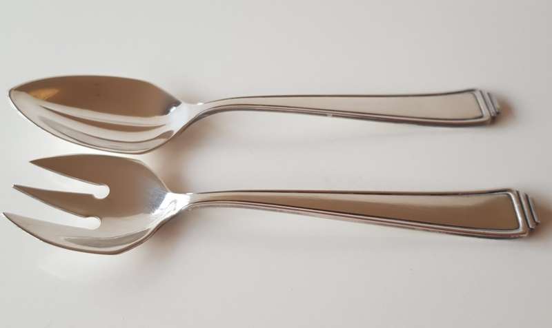 Vintage WELLNER PATENT 90 silverware. Serving Spoon and Fork set.