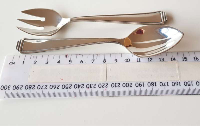 Vintage WELLNER PATENT 90 silverware. Serving Spoon and Fork set.